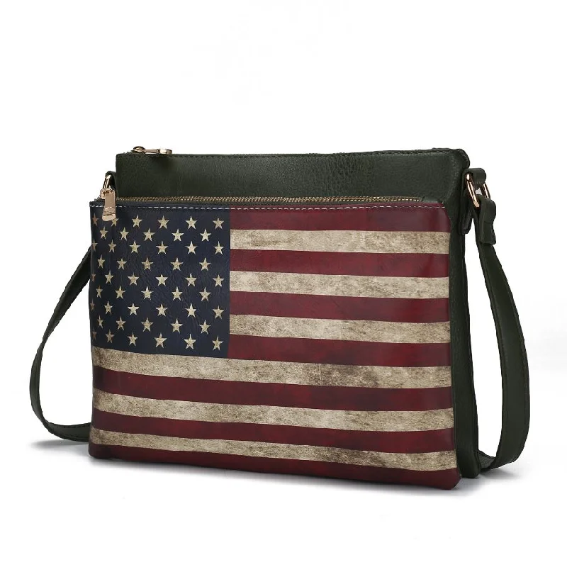 Madeline Printed Flag Vegan Leather Women’s Crossbody Bag