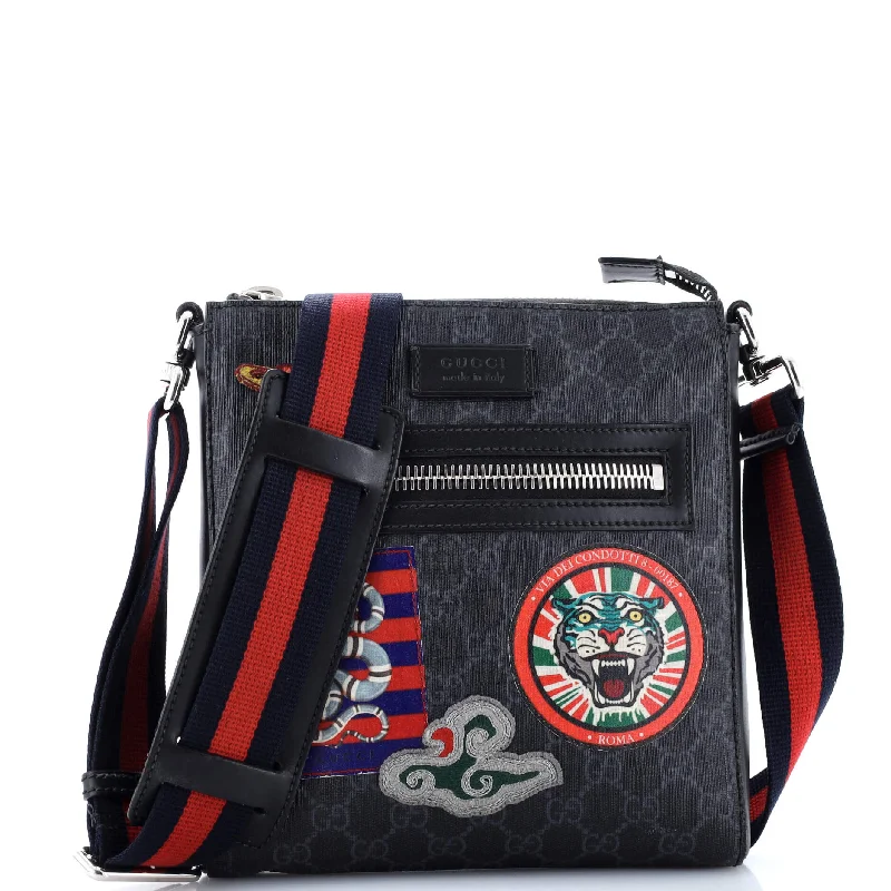 Night Courrier Zip Messenger GG Coated Canvas with Applique Small