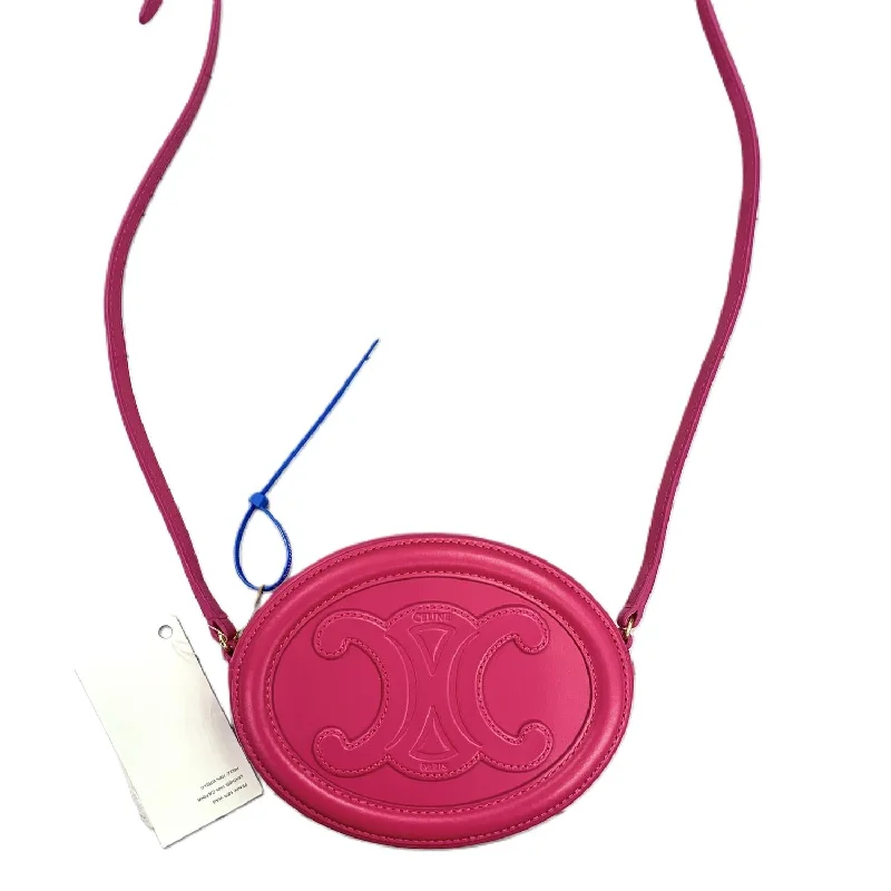 Pre-Loved Oval Triomphe Cuir Crossbody Bag In Hot Pink