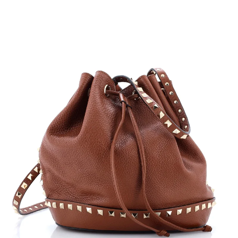 Rockstud Bucket Crossbody Bag Leather Small