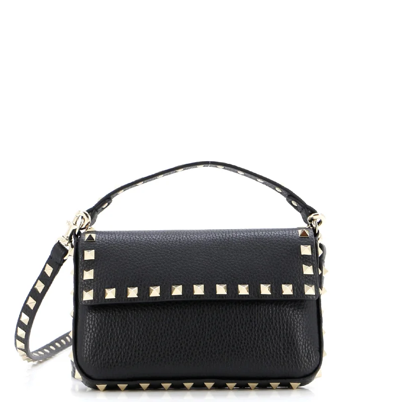 Rockstud Top Handle Crossbody Pouch Leather Mini