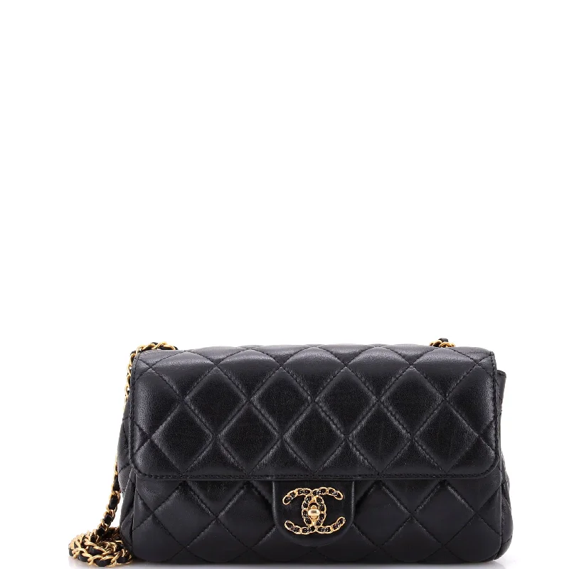 Two Compartment CC Flap Quilted Caviar Small