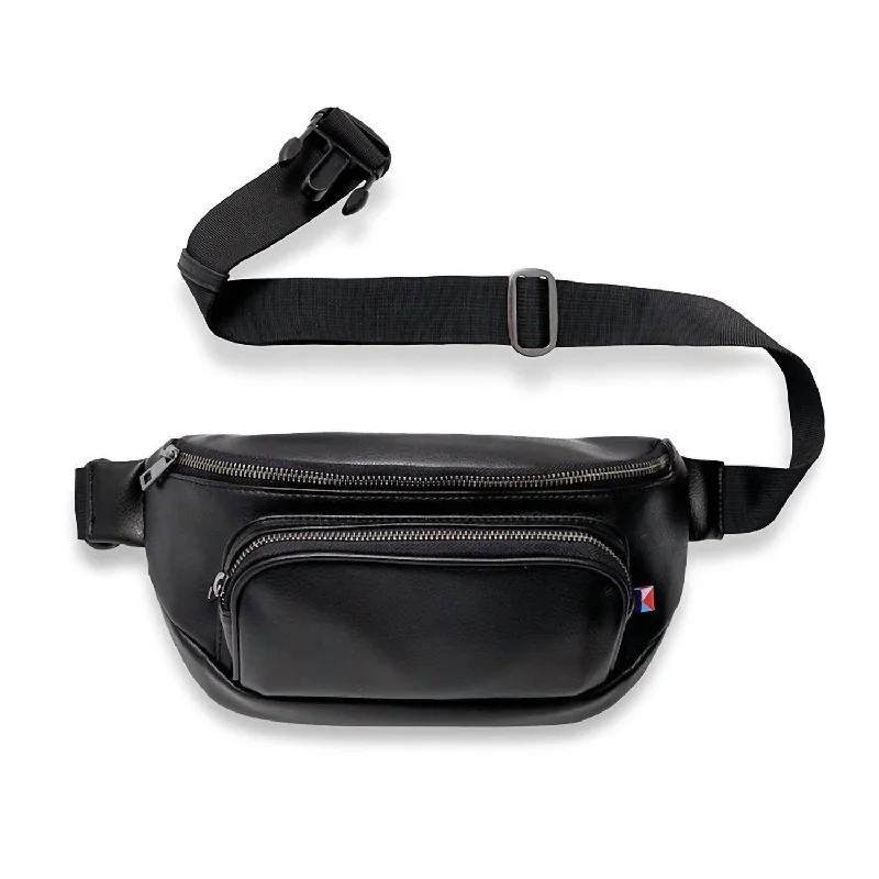 Women's Vegan Leather Fanny Pack Bag In Black