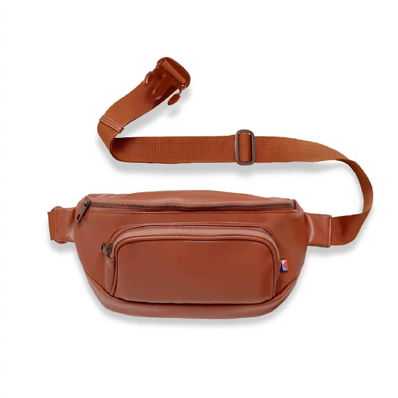 Women's Vegan Leather Fanny Pack Bag In Brown